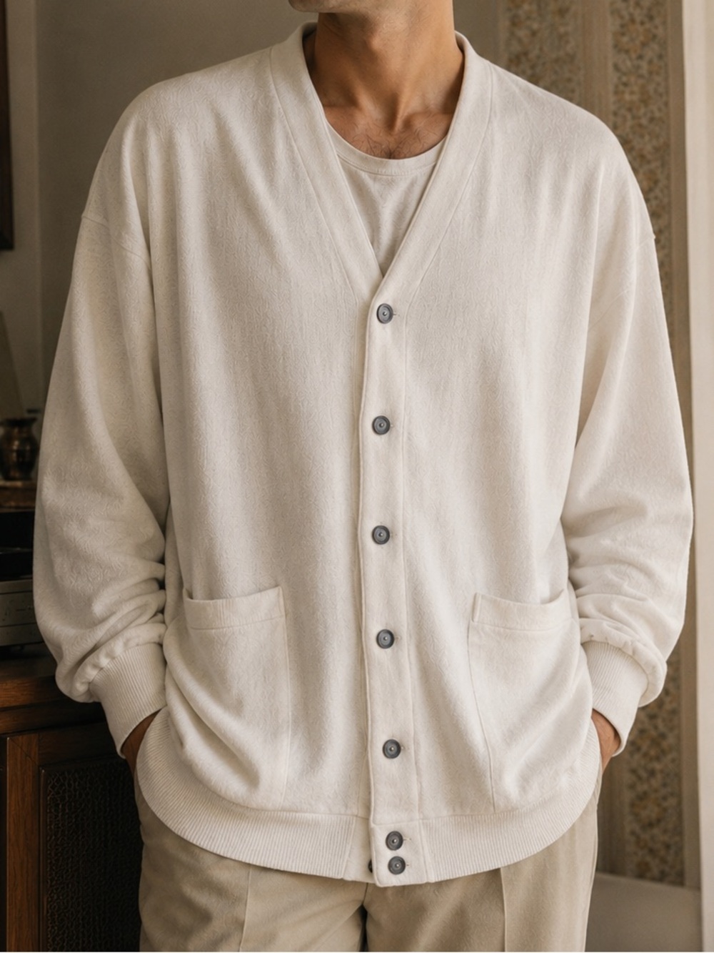 vintage Par Four men's cardigan sweater 1980s or 90s grandpa preppy golf large